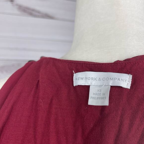 New York & Company XS Maroon Layered Blouse - Picture 3 of 5